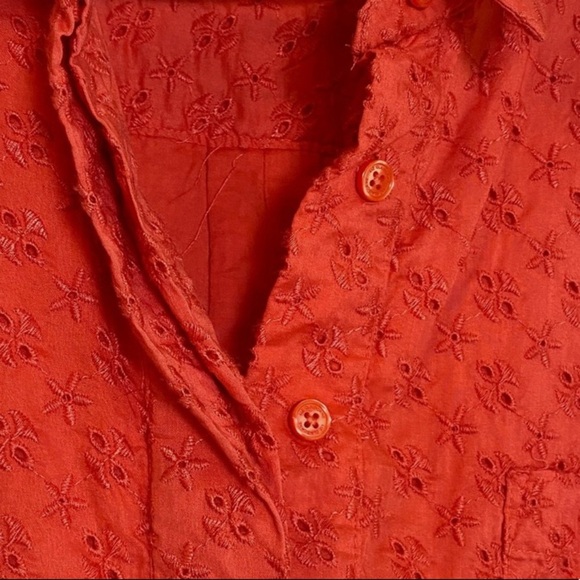 Liz Claiborne Sleeveless Shirt Dress Shift XL Rose Eyelet Cottagecore - Picture 3 of 7